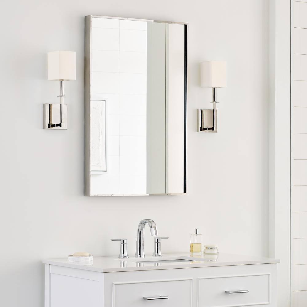 Polished Nickel 1-Light Wall Sconce with White Parchment Shade