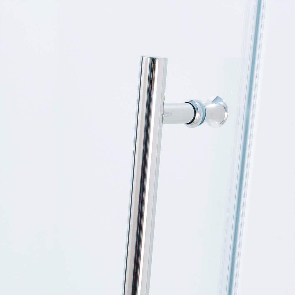 60 in. Semi-Frameless Shower Door with Clear Glass and Chrome Finish