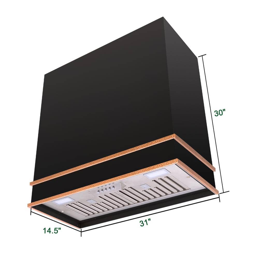 30'' Black and Copper Stainless Steel Wall Mounted Range Hood