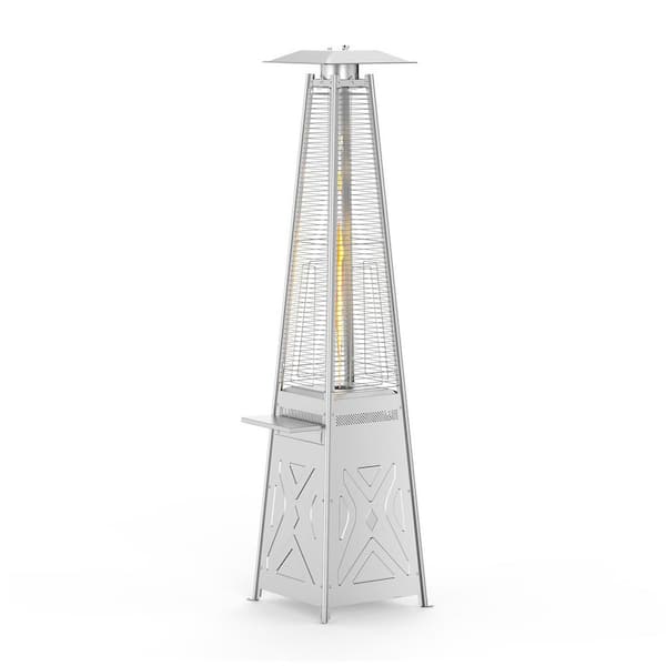 42,000 BTU Outdoor Stainless Steel Pyramid Flame Propane Patio Heater with Wheels