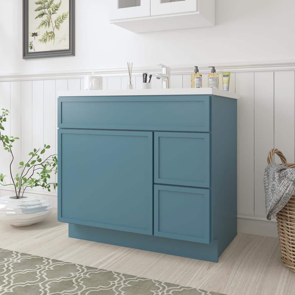 36" Sea Green Birch Plywood Freestanding Single Storage Cabinet