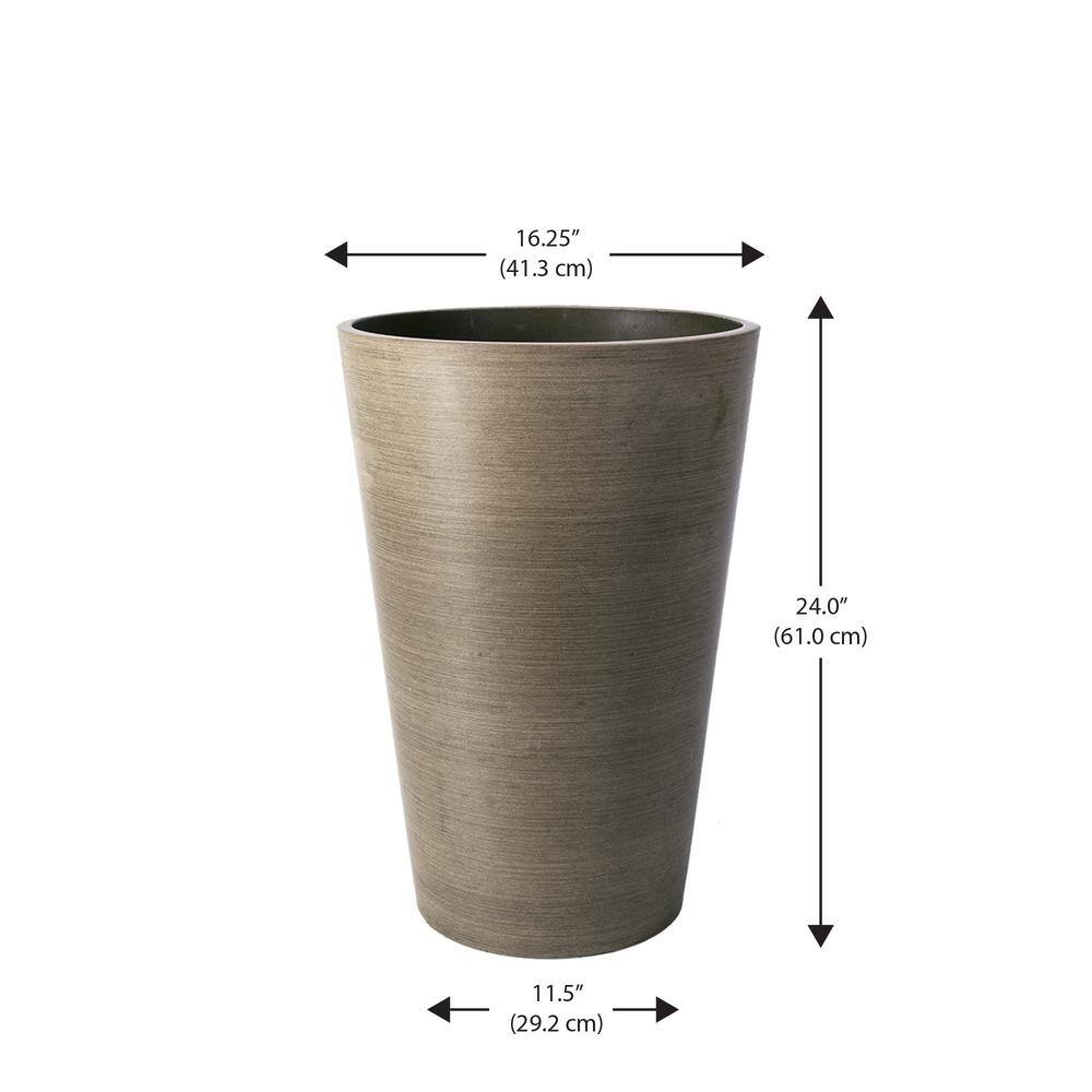 Valencia 16" Spun Taupe Composite Resin Round Planter Pot