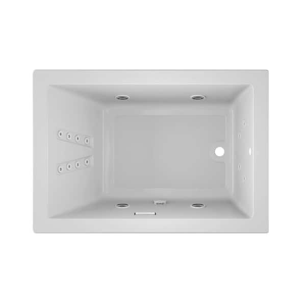 JACUZZI SOLNA 60 in. x 42 in. Rectangular Whirlpool Bathtub with Right Drain in White