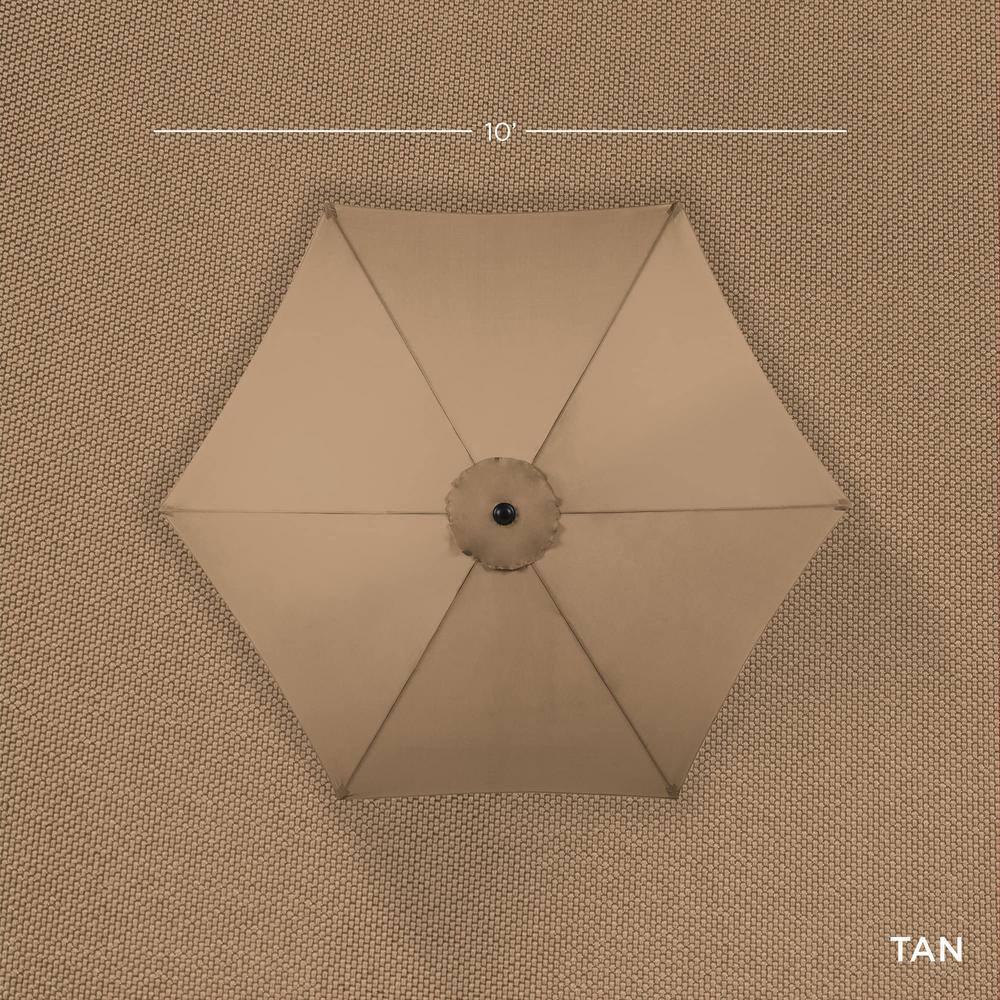 Sunset Bliss 10ft Tan Outdoor Market Patio Umbrella with Steel Frame