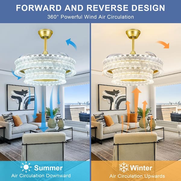 Depuley 24 in Modern Invisible Ceiling Fan with Lights, Crackle