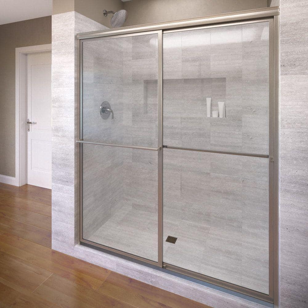 Deluxe 44" x 68" Brushed Nickel Framed Sliding Shower Door