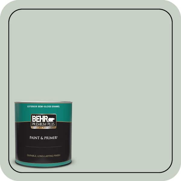 BEHR PREMIUM PLUS 1 qt. #N400-2 Frosted Sage Semi-Gloss Enamel Exterior Paint & Primer