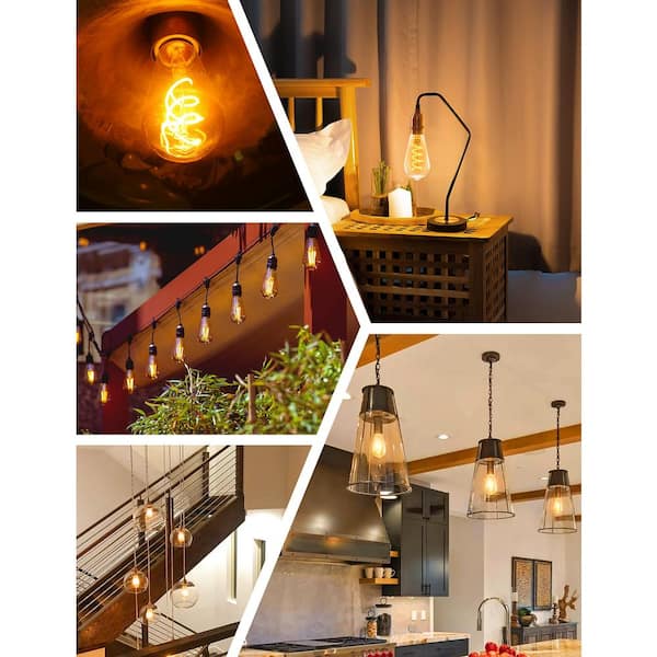 60-Watt Equivalent Vintage LED Edison Bulbs, 4-Watt Antique LED Filament Bulb Warm, White Non Dimmable (6-Pack)