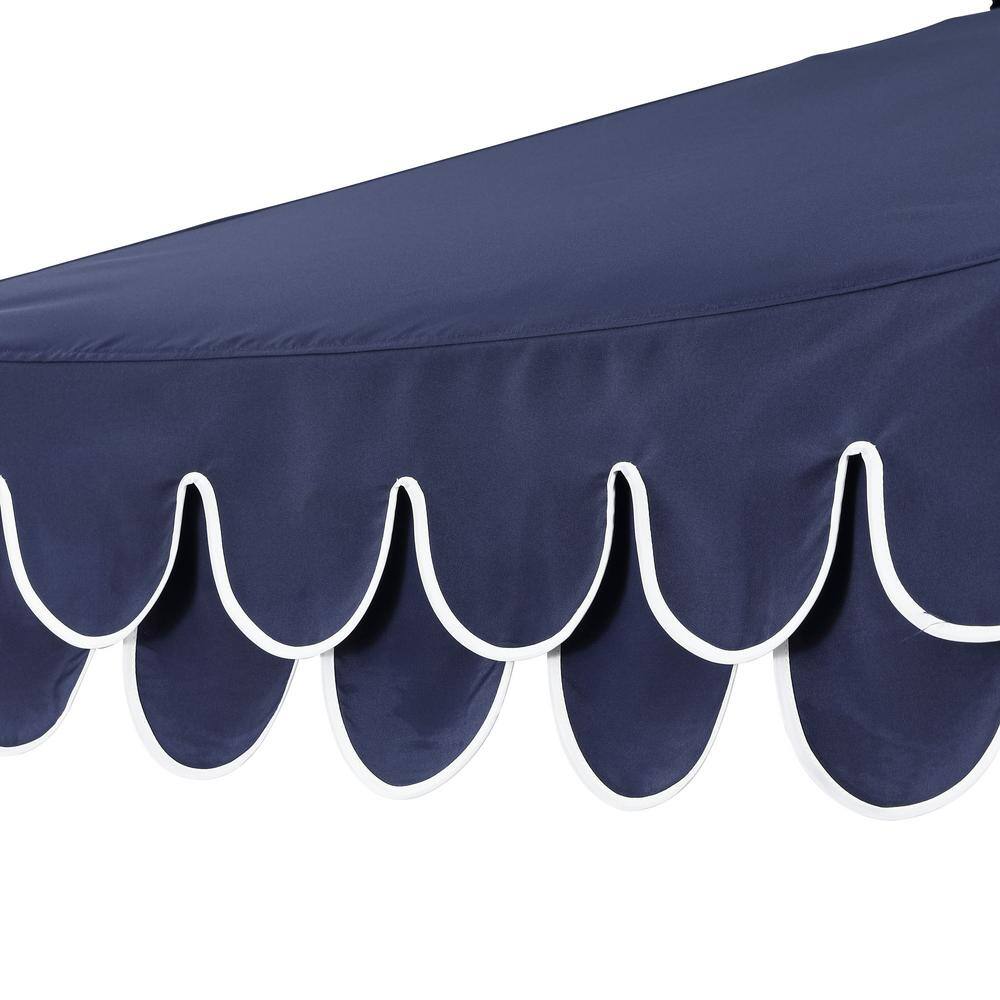 Tracy 9 ft. Navy Blue Scalloped Fringe Market Patio Umbrella