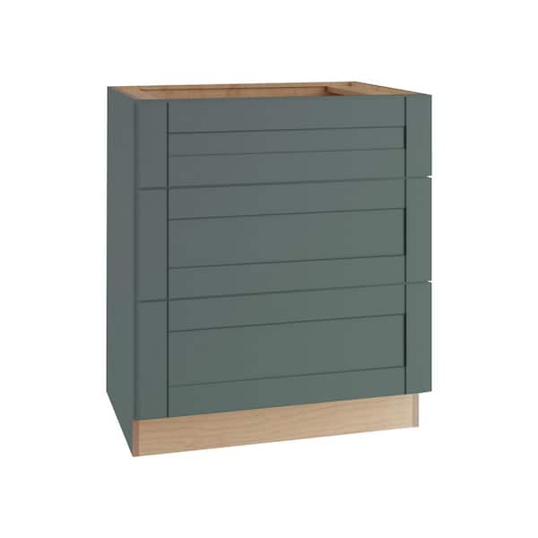 Washington 30 in. W x 24 in. D x 34.5 in. H Assembled Plywood Base Drawer Kitchen Cabinet in Green with Soft Close