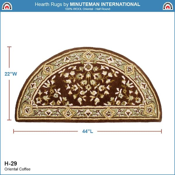 2 ft. x 4 ft. Half Round Oriental Area Rug, Coffee