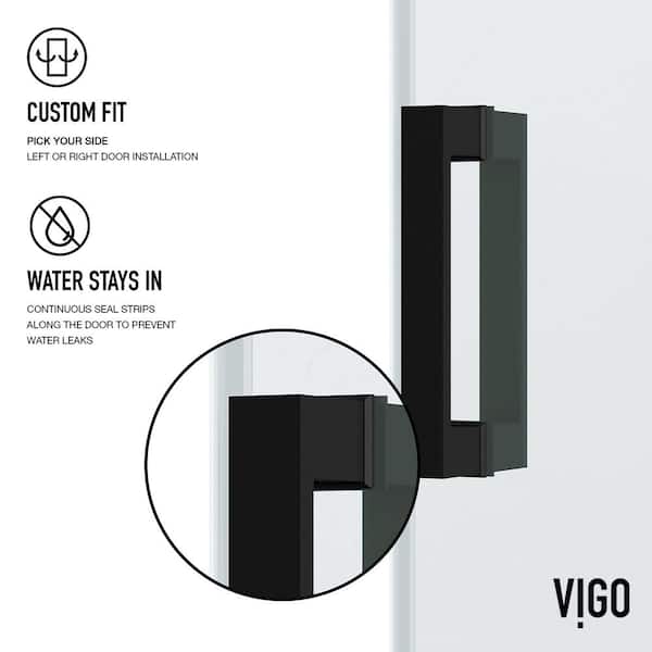 Ryland 58 to 60 in. W x 73 in. H Track Sliding Frameless Shower Door in Matte Black with 3/8 in. (10mm) Clear Glass