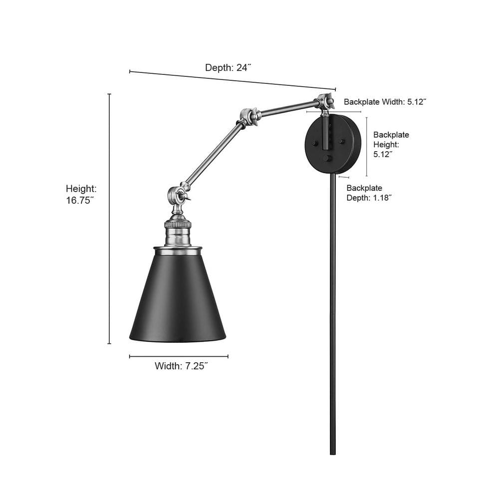 Matte Black Adjustable Swing Arm Wall Sconce