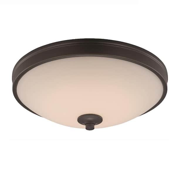 Bel Air Lighting 13 in. Integrated LED Oil Rubbed Bronze Flush Mount Ceiling Light Fixture with Frosted Glass