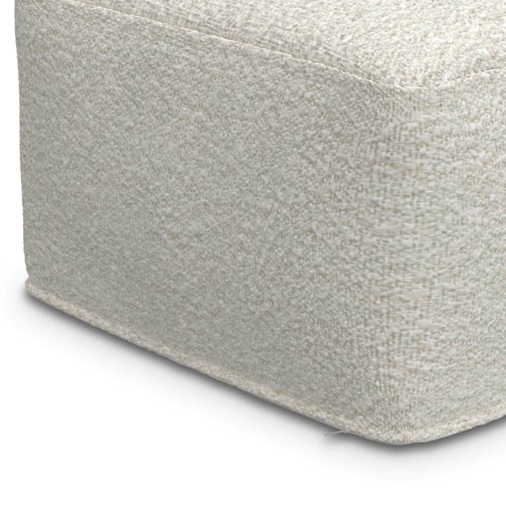 Ivory Boucle Square Pouf with Polystyrene Filling