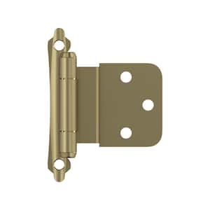 Golden Champagne 3/8 in (10 mm) Inset Self Closing, Face Mount Cabinet Hinge (2-Pack)