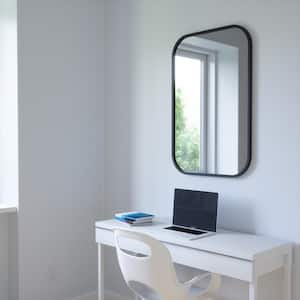 Hub 36 in. H x 24 in. W Contemporary Modern Rectangle Framed Black Mirror