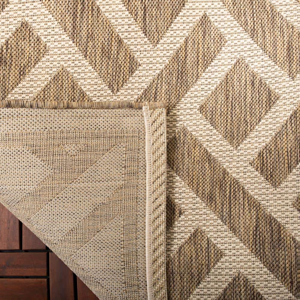 Courtyard Geometric Brown/Light Beige Indoor/Outdoor Rectangular Rug