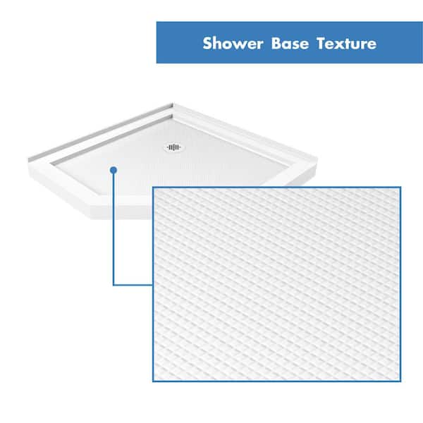 Prism Lux 40 in. x 40 in. x 74.75 in. Frameless Hinged Shower Enclosure in Chrome and Shower Base