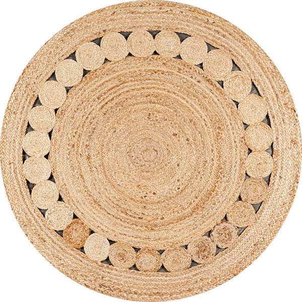 Dahlia Round Natural Jute Boho Circle Natural 7 ft. Round Area Rug