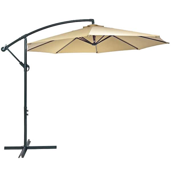 Sunnydaze 10 ft. Steel Offset Cantilever Patio Umbrella in Beige