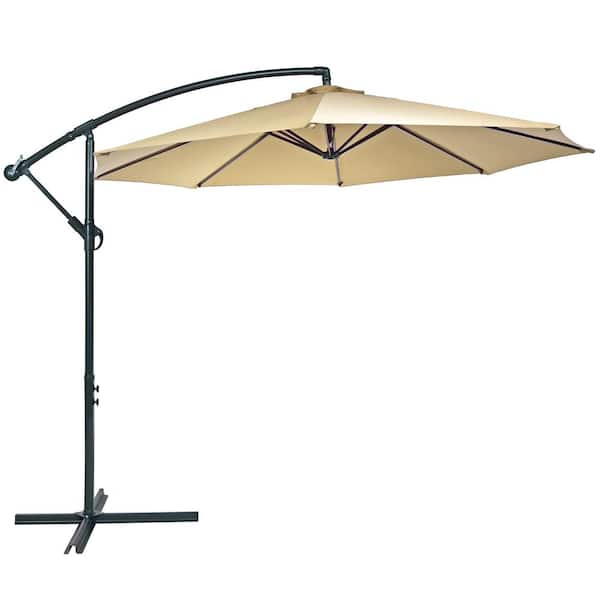 Sunnydaze Decor 10 ft. Steel Offset Cantilever Patio Umbrella in Beige