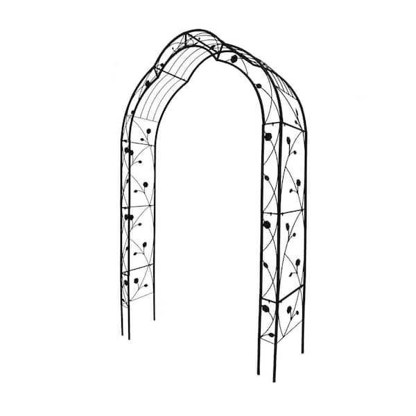 94 in. x 55 in. x 15 in. Metal Garden Arch Trellis Gothic Arbor for Climbing Plants Weddings Yard and Event Decor Black