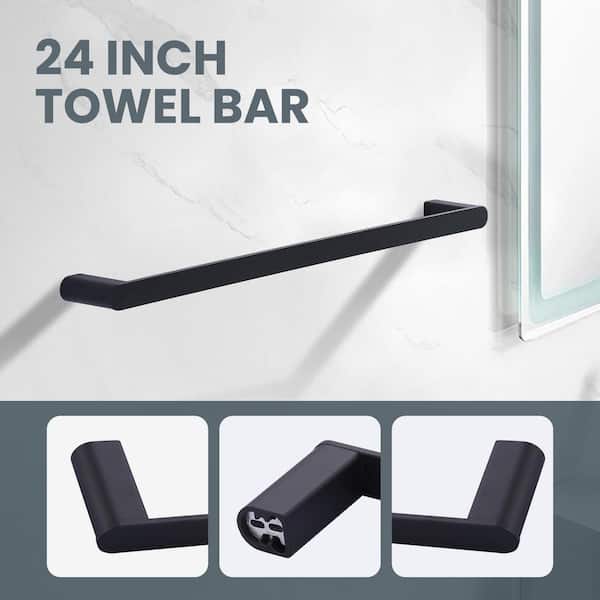Modern Stainless Steel Bathroom Hardware 5-Piece Bath Hardware Set Rounded Corner in Matte Black