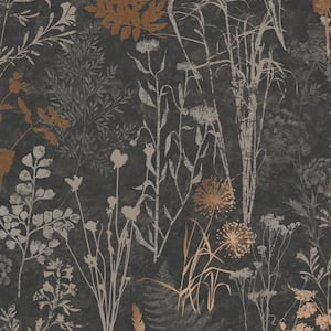 Organics Black and Copper Non-Woven Paper Removable Wallpaper