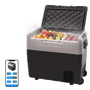 55 Liter/14.5 Gallon 86 Can Capacity Smart Portable Dual Zone Electric Car Fridge Camping Chest Cooler with Wheels