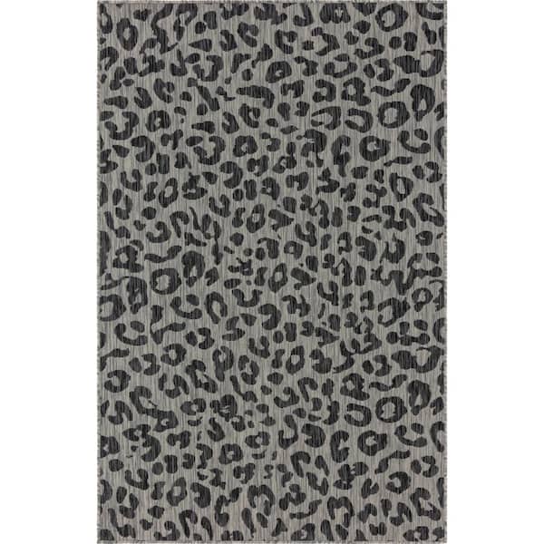 Black Leopard Outdoor 6 ft. x 9 ft. Area Rug