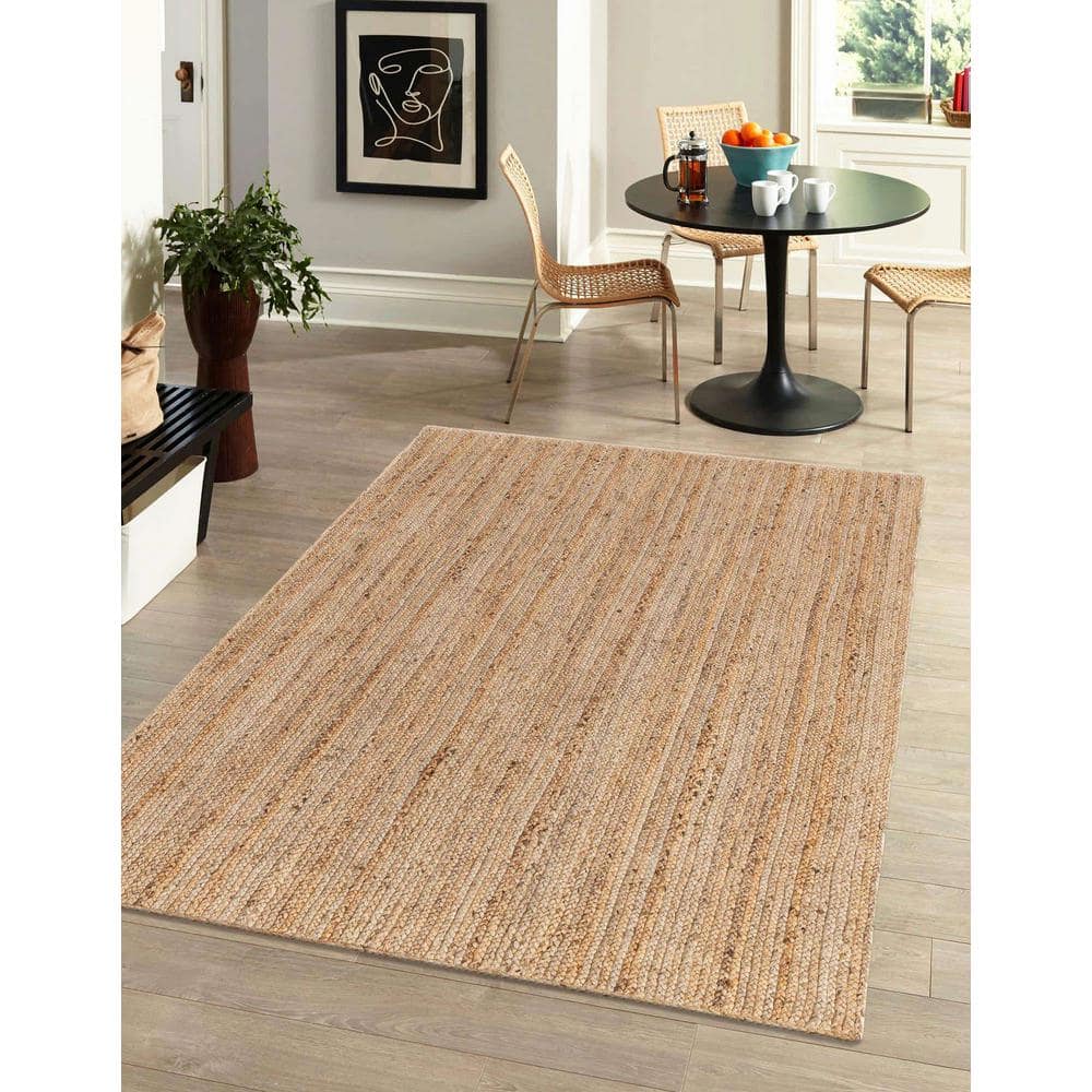 Handmade Eco-Friendly Braided Jute & Cotton Rug 3' x 5' - Natural Brown