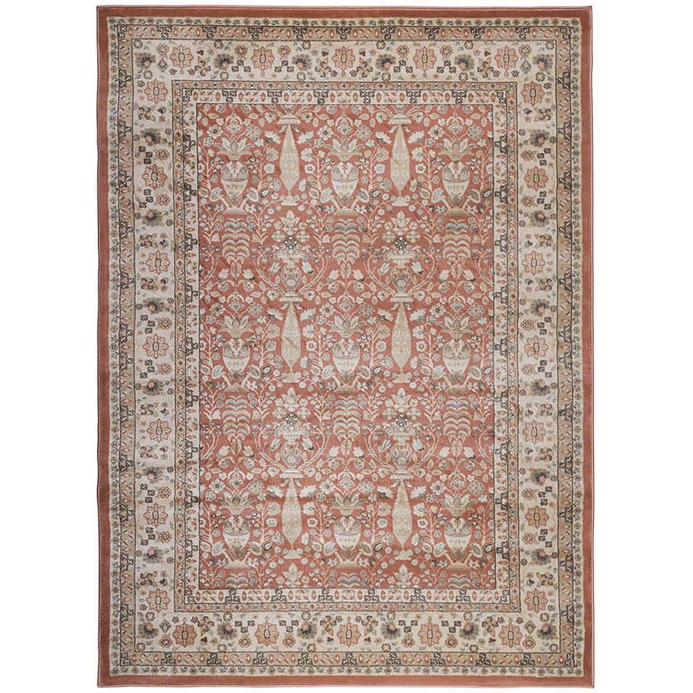 Garda Terracotta 5 x 7 Traditional Oriental Floral Area Rug
