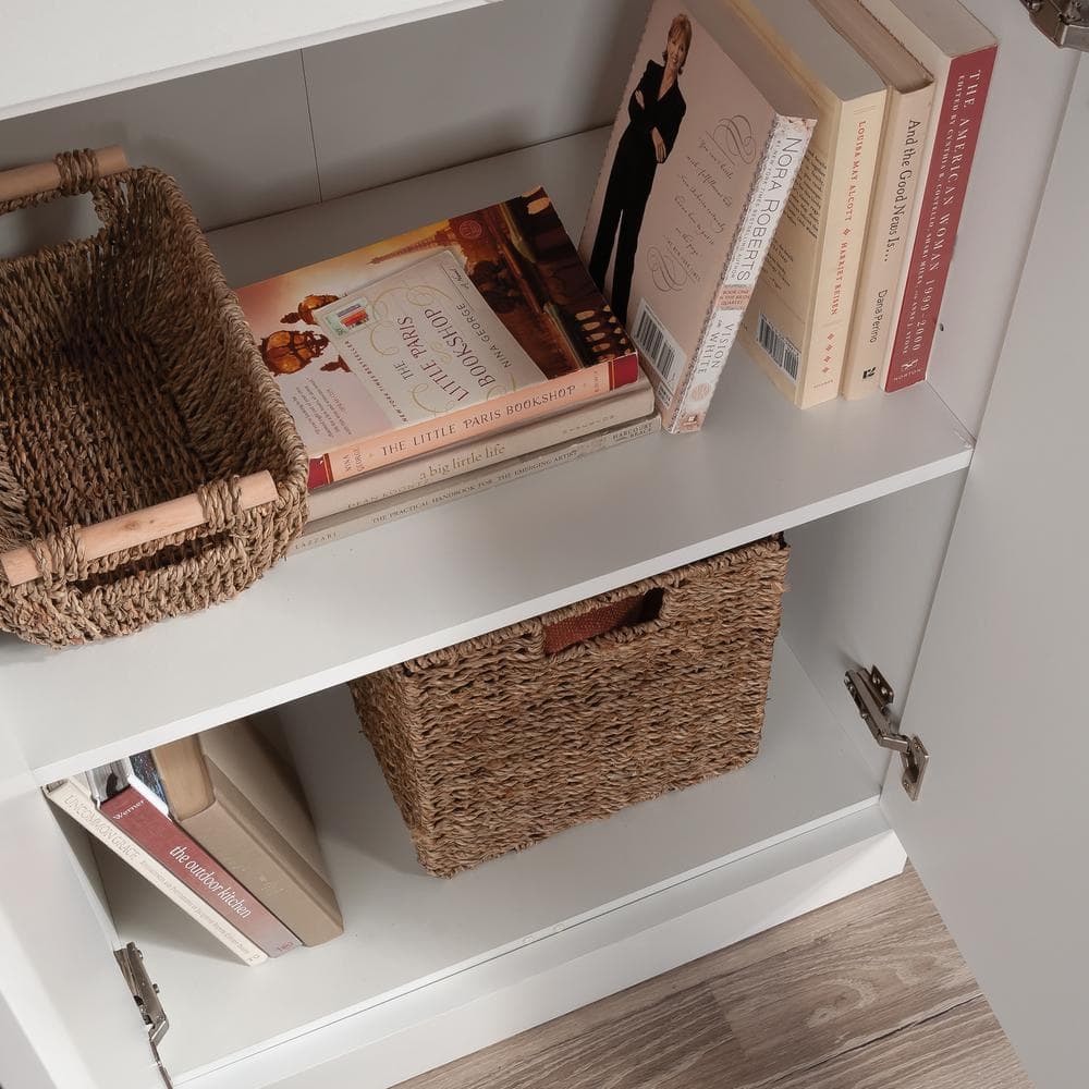 White Freestanding Storage Cabinet with Adjustable Shelving