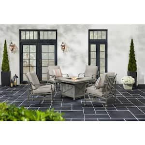 Highview Terrace 5-Piece Metal Patio Fire Pit Set with CushionGuard Plus Cushions