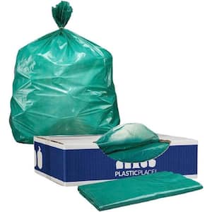 Compostable Trash Bags,64Gal,.85mil,48x60,30/BX,Green, Sold as 1 Box