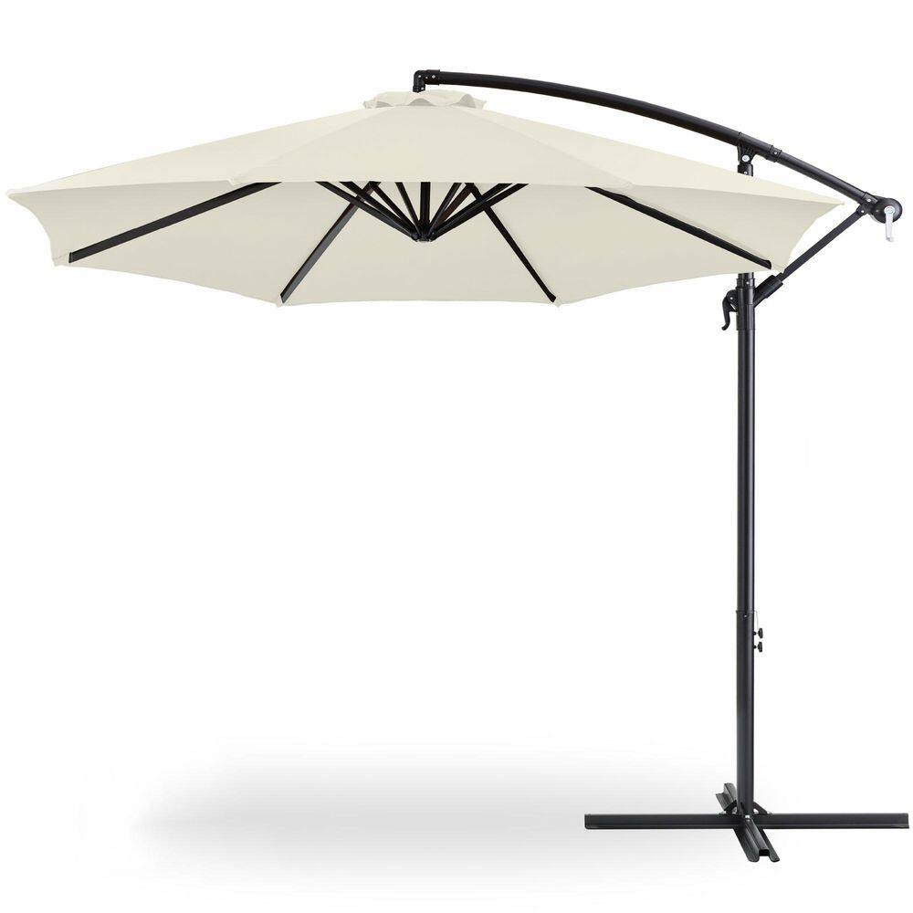10 ft. Steel Cantilever Tilt Patio Umbrella in Ivory