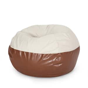 Brenizer Beige and Coffee Brown Fabric and Faux Leather 2-Tone 5-Foot Bean Bag