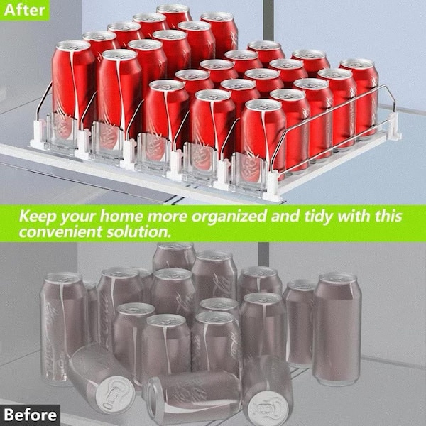 Numhew 6-Tier White Expandable Fridge Drink Organizer with