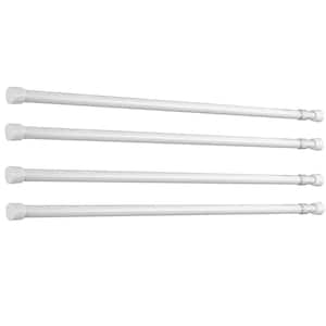 1/3" Dia Adjustable 7" to 12" Spring Tension Rod in White (Set of 4)