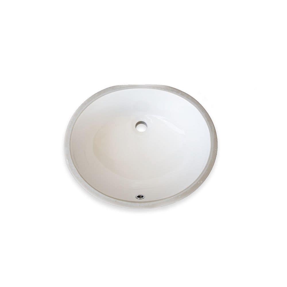 Bisque Ceramic Oval Undermount Bathroom Sink with Overflow