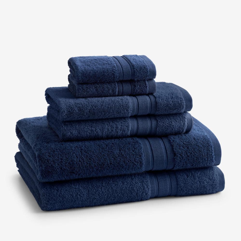 The Company Store Company Cotton 6-Piece Navy Turkish Cotton Bath Towel ...