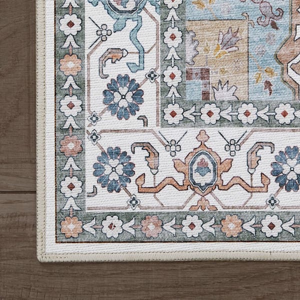 Florence Chenille Blue 2 ft. x 5 ft. Woven Oriental Polyester 2-Piece Rug Set