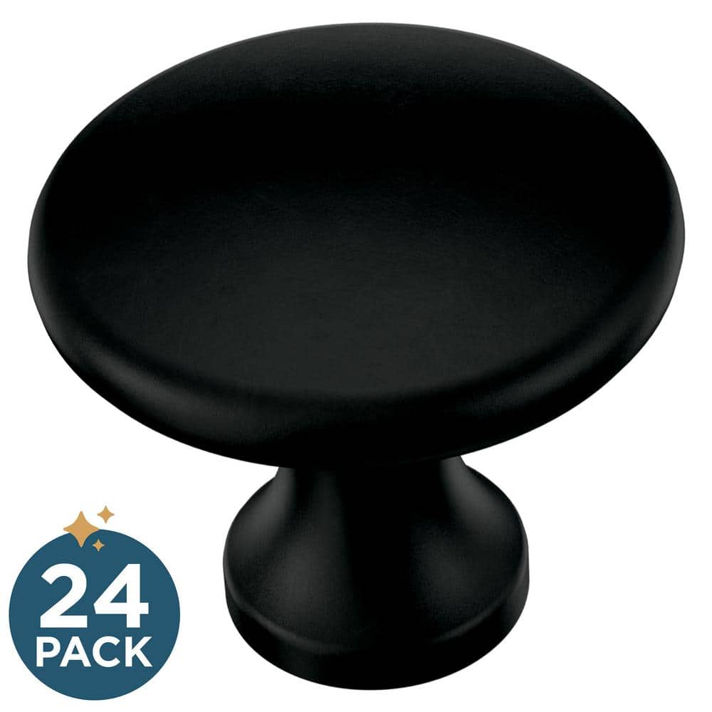 24-Pack Round 1-1/8 in. (28 mm) Modern Matte Black Round Cabinet Knobs