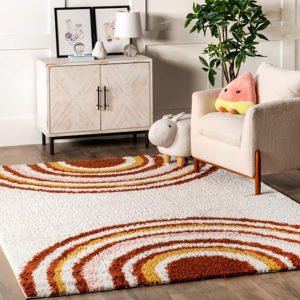 nuLOOM Dotty Half Sunset Shag Orange 8 ft. x 10 ft. Area Rug OZEZ07A 8010