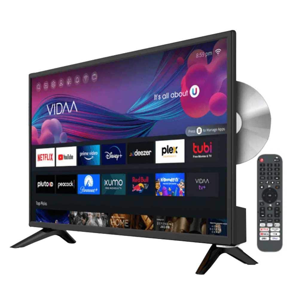 Adrinfly 24 in. Smart DLED HDTV, AC/DC Television with DVD Player & 12V ...