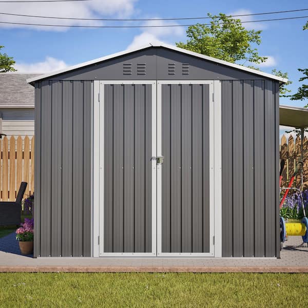 JAXPETY 8 ft. W x 12 ft. D Metal Storage Shed Large Garden Tool