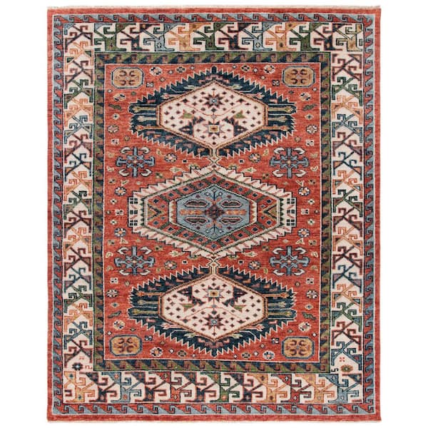 Samarkand 9 ft. x 12 ft. Red/Beige Tribal Kazak Area Rug