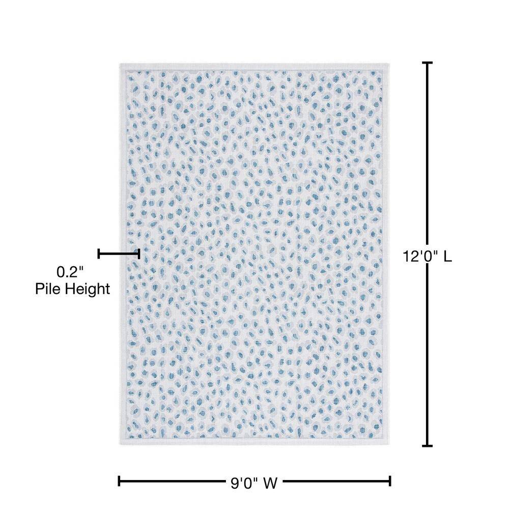 Ivory and Blue Non-Slip Washable Cotton Area Rug