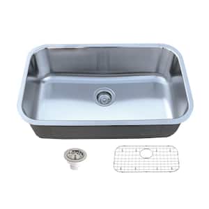 18-Gauge Stainless Steel 30 in. Single Bowl Undermount Kitchen Sink with Bottom Grid
